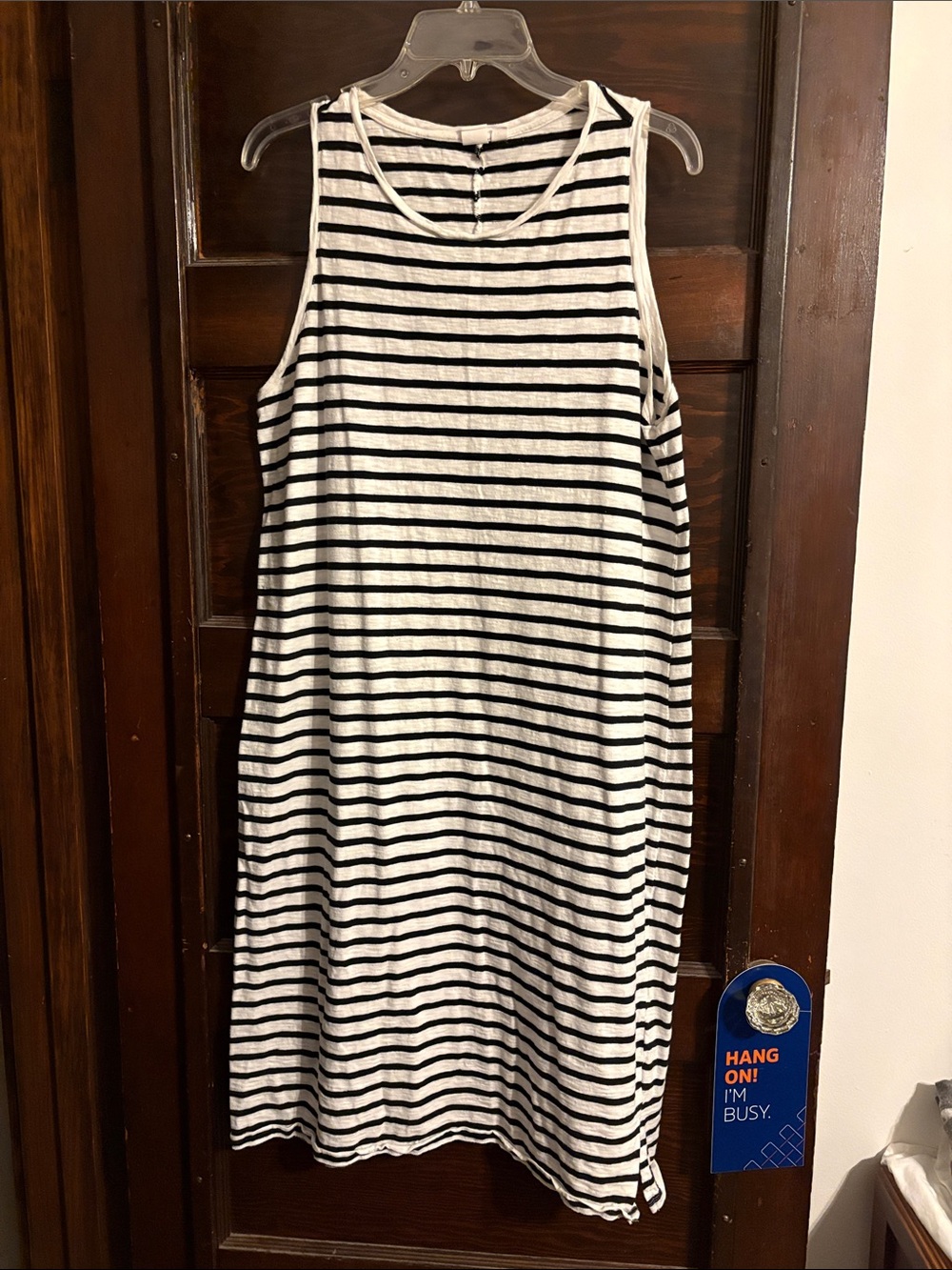 GAP Black & White Striped Sleeveless Midi Dress